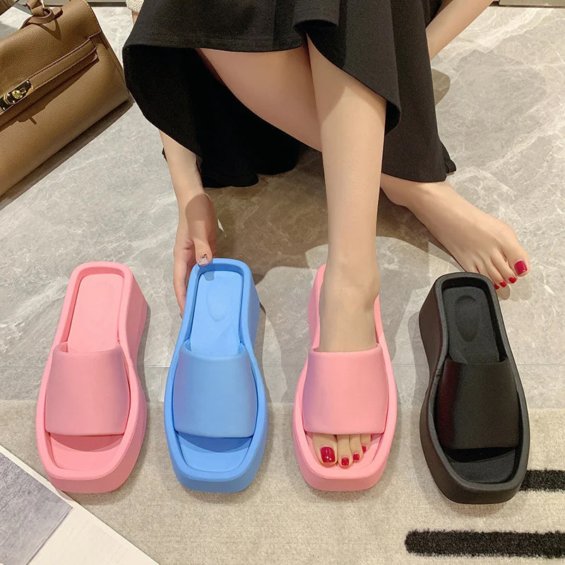 Square toe luxury PU sandals