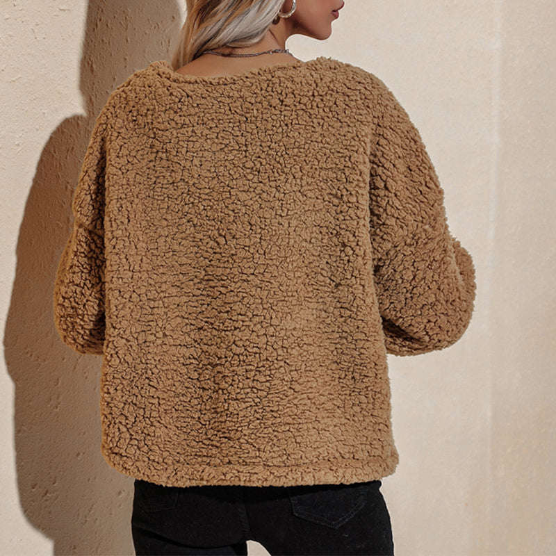 V-neck Plush Jacket