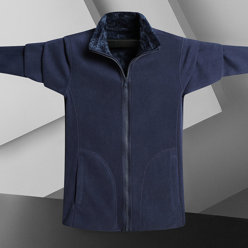 Fleece Stand Collar Reversible Sweatshirt