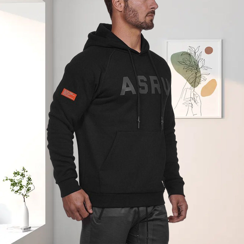 Lettered Print Long-sleeved Hooded Sweatshirt