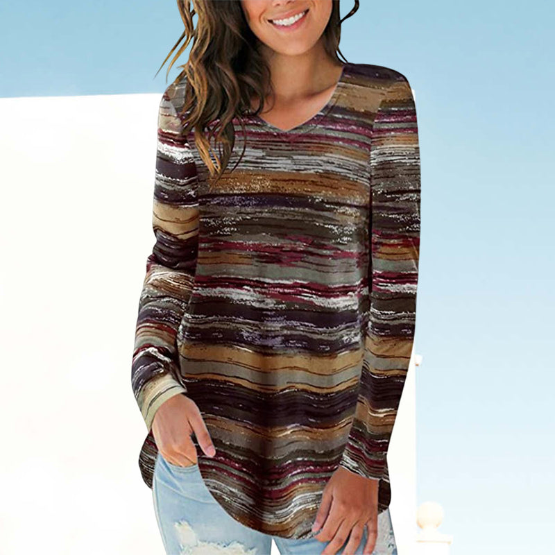 Contrast Striped Long Sleeve T-Shirt