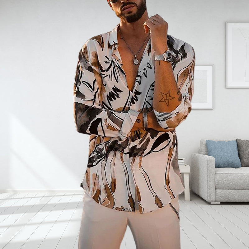 Business Print Long Sleeve Shirt