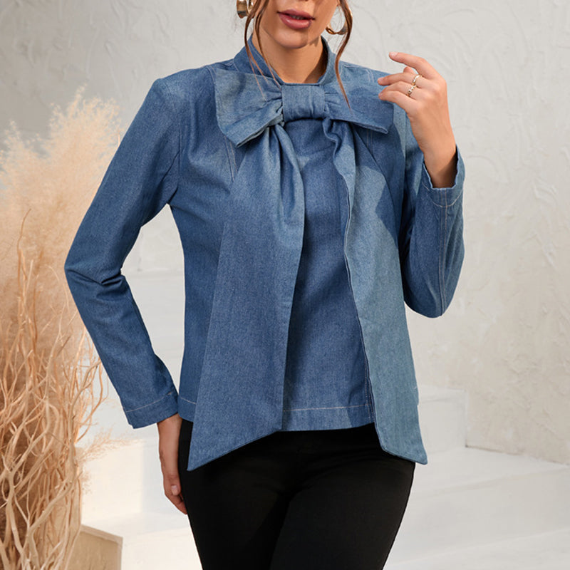 Bow Cropped Denim Jacket