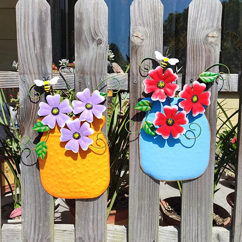 Hand-Painted Wrought Iron Vase