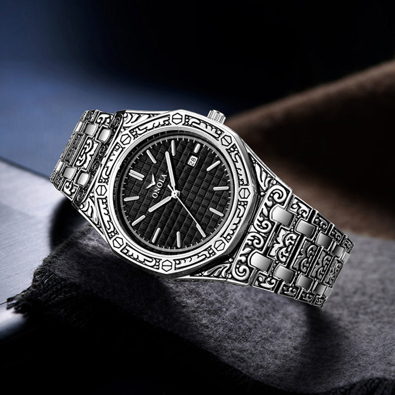 Vintage Engraved Men's Watch