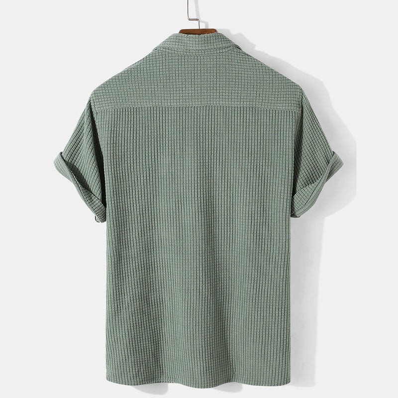 Men's Solid Color Waffle Casual Loose T-Shirt
