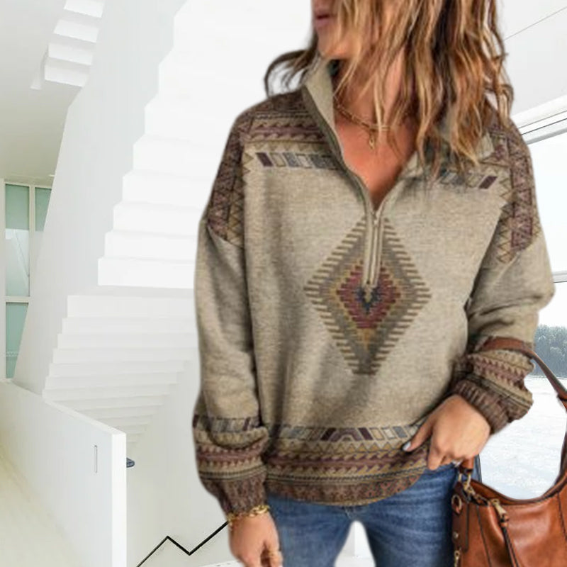 Ethnic Print Long Sleeve T-shirt