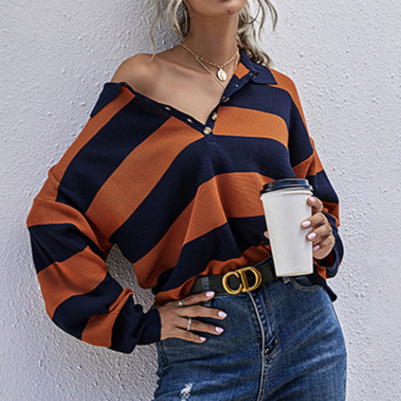 Women's Autumn Vintage Striped Long Sleeve T-Shirt