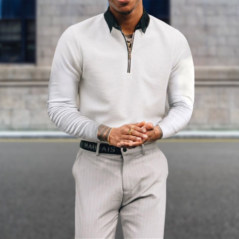Solid Color Lapel Polo Men's T-Shirt