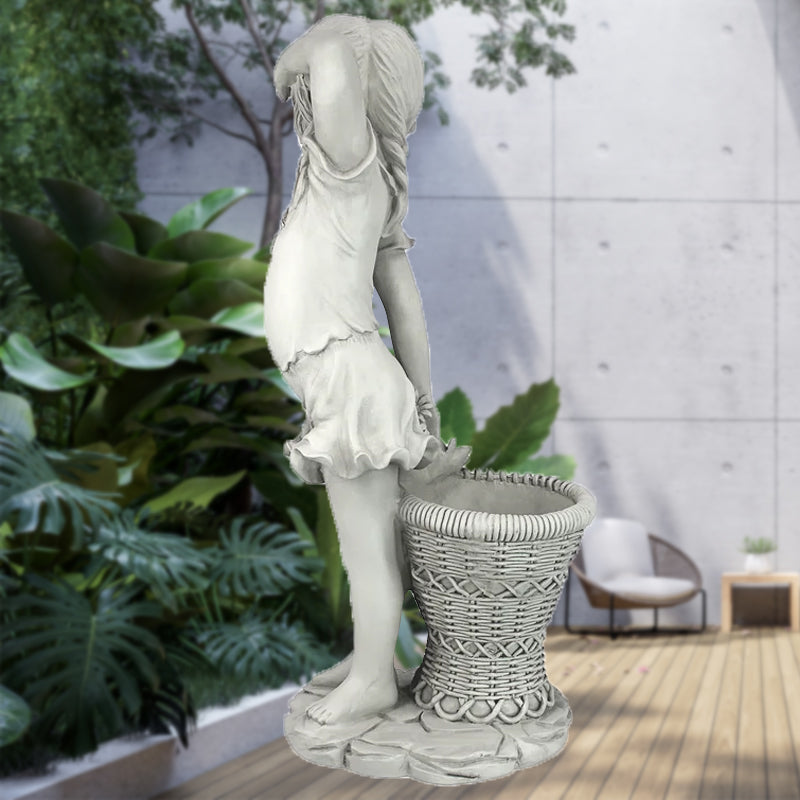 Little Girl Jacquard Blue Outdoor Garden Decoration