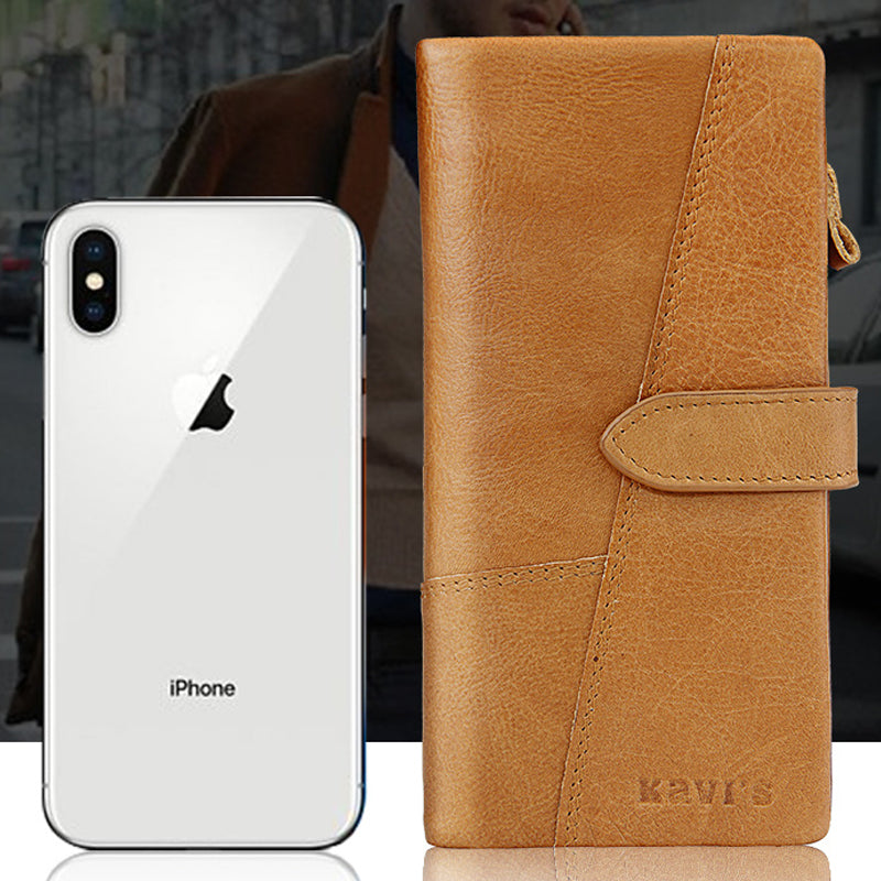 RFID Large Capacity Vintage Genuine Leather Purse