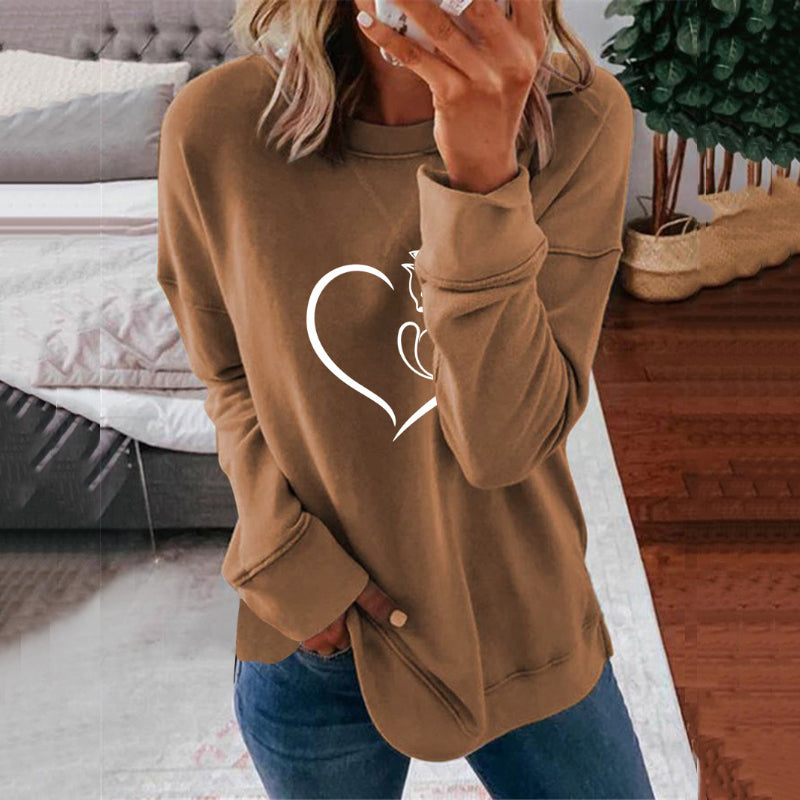 Heart Print Crewneck Sweatshirt