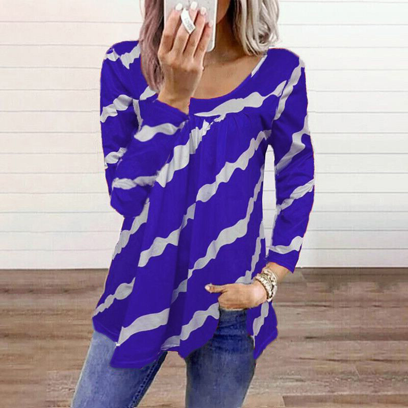 Striped Print Loose Long Sleeve T-Shirt