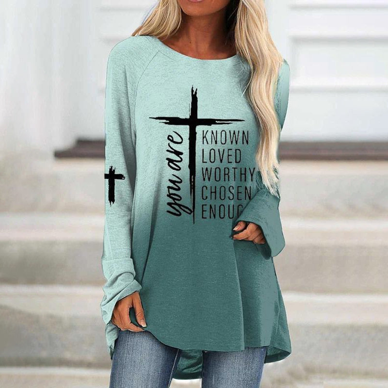 Cross Letter Print T-shirt