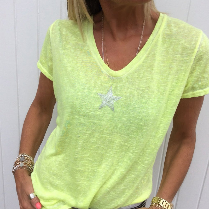 V-neck Pentagram T-shirt