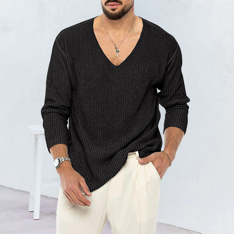 Men's V-neck Long-sleeve Sweater