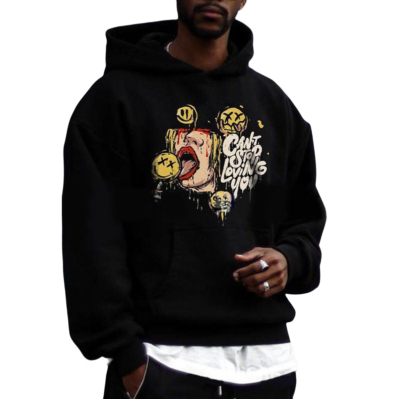 Round Neck Botanical Print Hoodie Sweatshirt