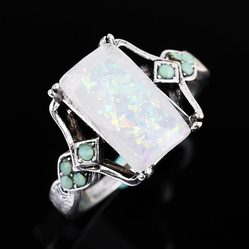 Vintage Inlaid Square Opal Ring