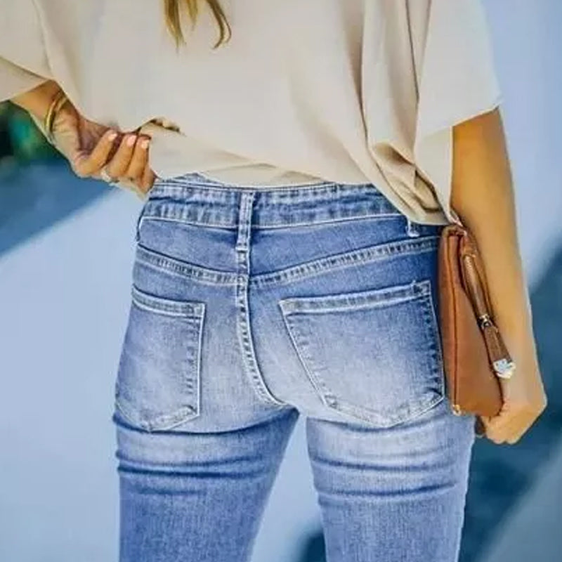 Multi-button Flared Jeans