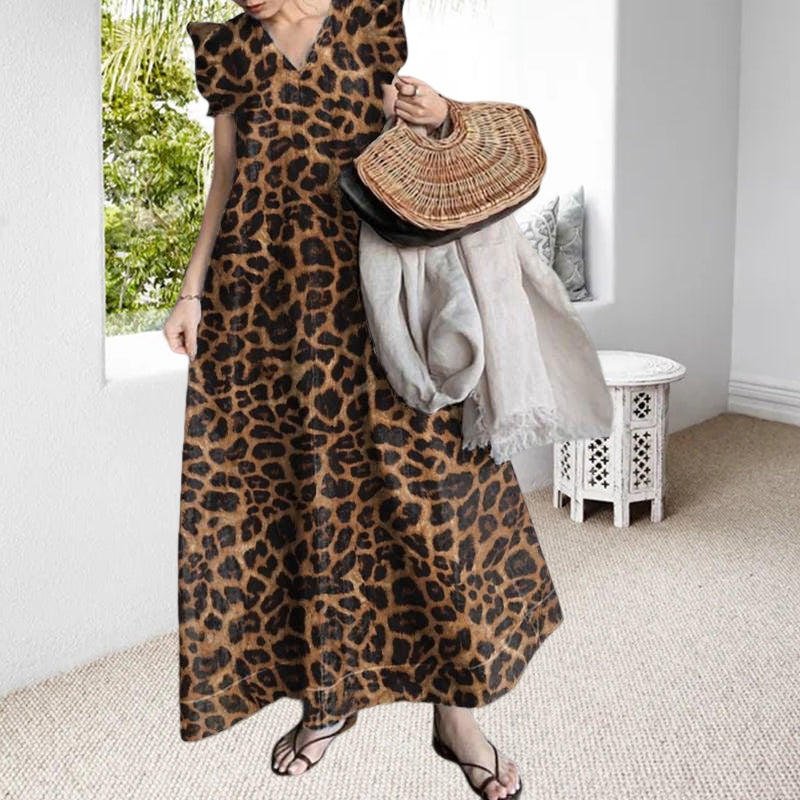 Leopard Print Commuter Long Dress