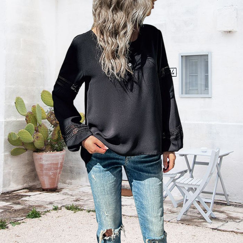 Lace-paneled Cut-out Shirt