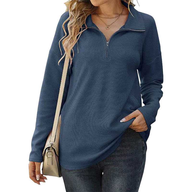 Women's 1/4 Zipper Lapel Collar Pullover