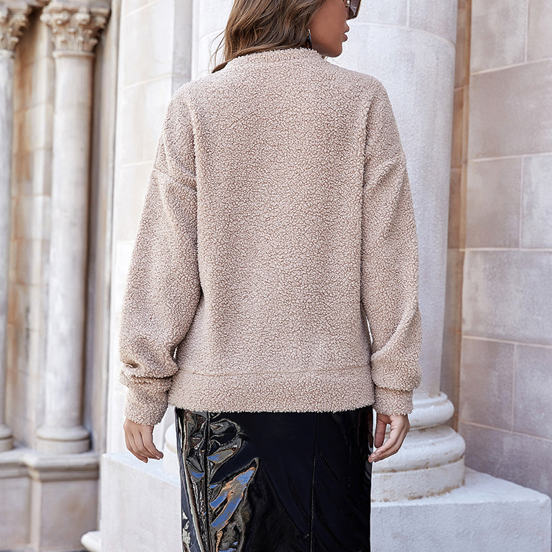 Plush Pocket Crewneck Sweatshirt