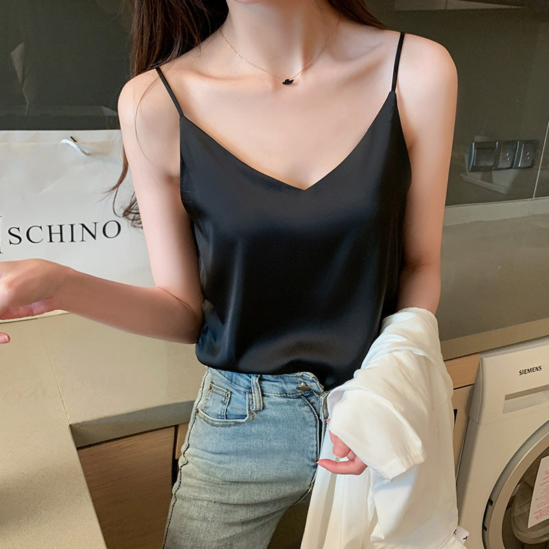 Ladies Sexy Elegant Fashionable Flowing Silk Vest
