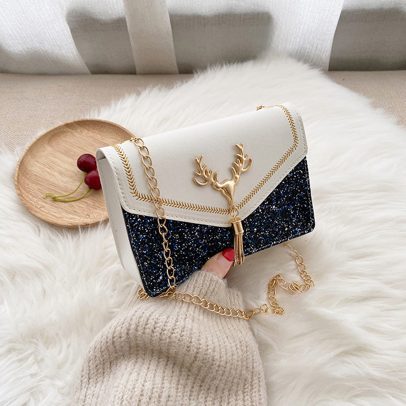 Shoulder Bag with Sequins and Antlers
