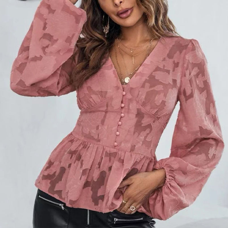 Jacquard Waist Chiffon Shirt