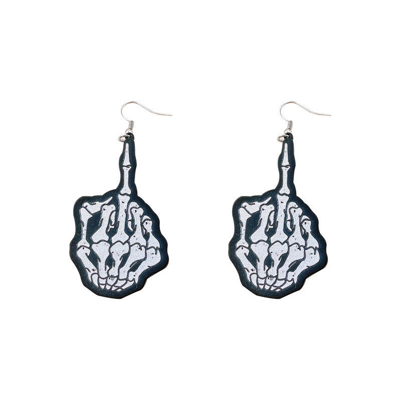 Fashion Personality Skull Finger Halloween Earrings