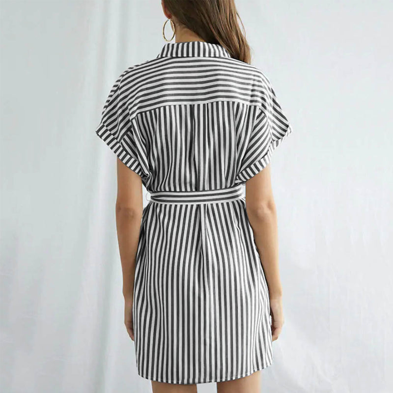 Women's Summer Striped Short Sleeve T Shirt Dress