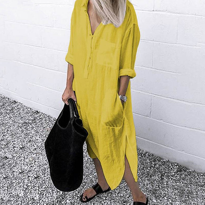 Casual Solid Color Pocket Dress