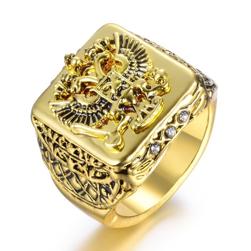 Engraved Double-Headed Eagle Ring