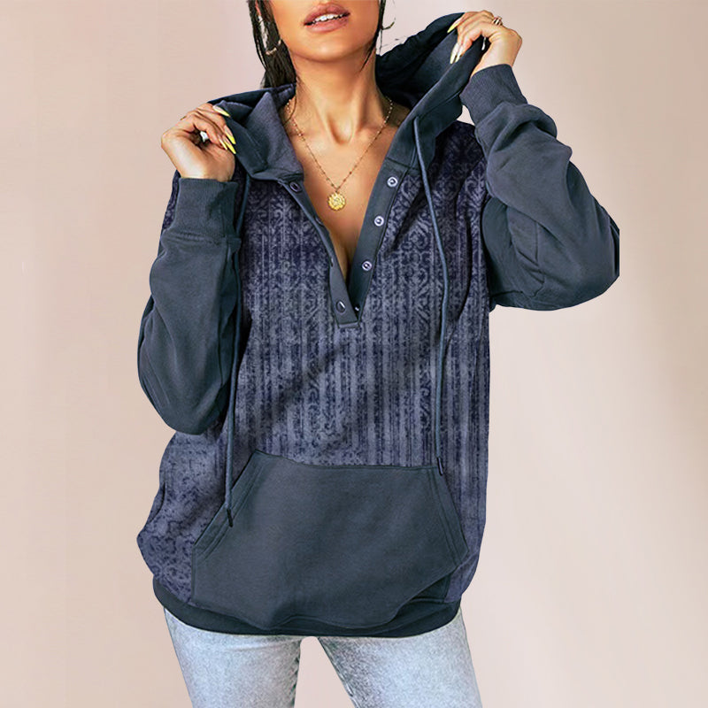 Printed Hooded Colorblock Sweatshirt