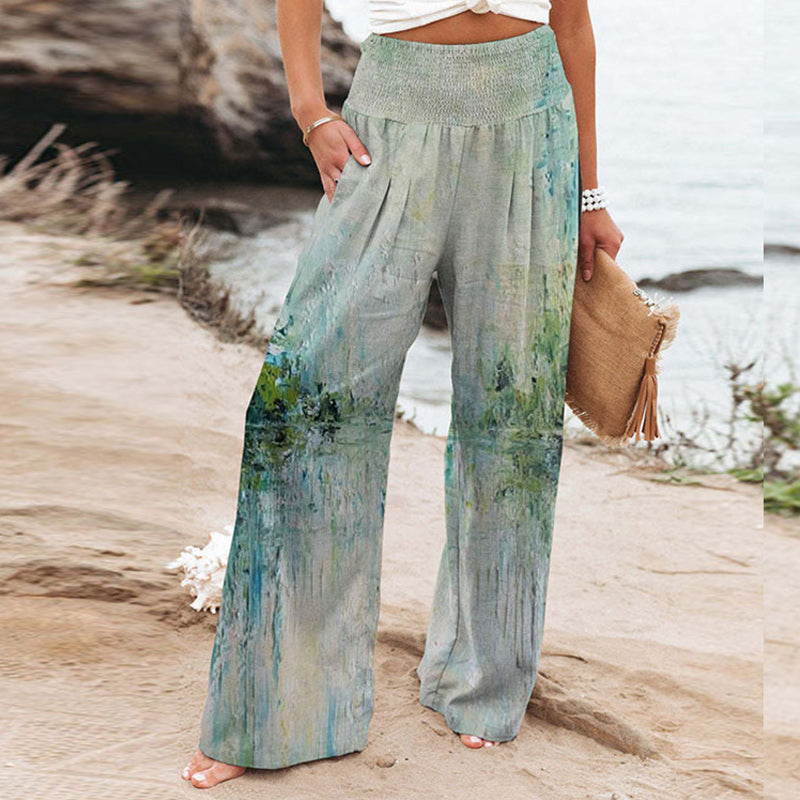 Printed High Waist  Wide Leg Pants