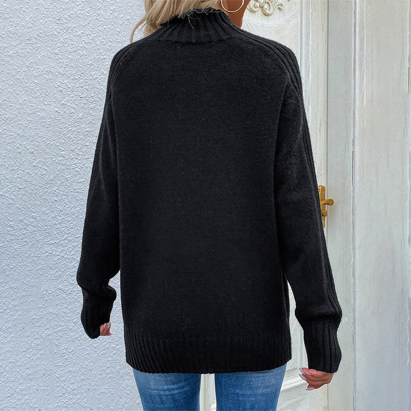 Loose Solid Color Turtleneck Sweater