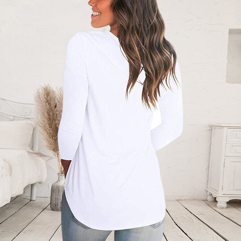 V-neck Long-sleeved T-shirt