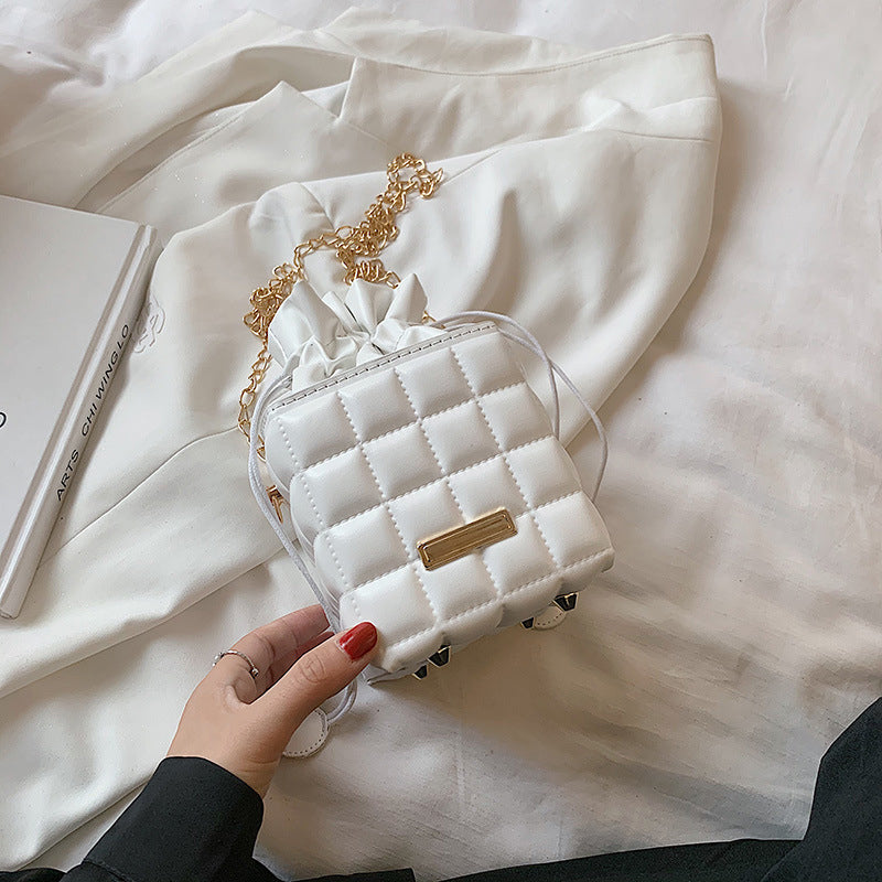 Checker Drawstring Crossbody Bag