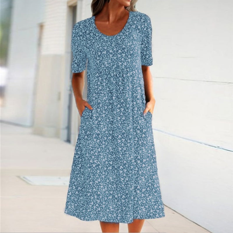 Round Neck Floral Beach Dress