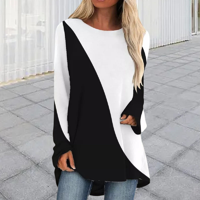 Long Sleeve Round Neck Colorful T-Shirt