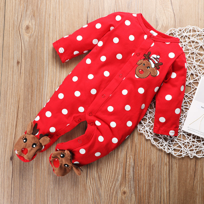 Reindeer Pattern Baby Outing Romper