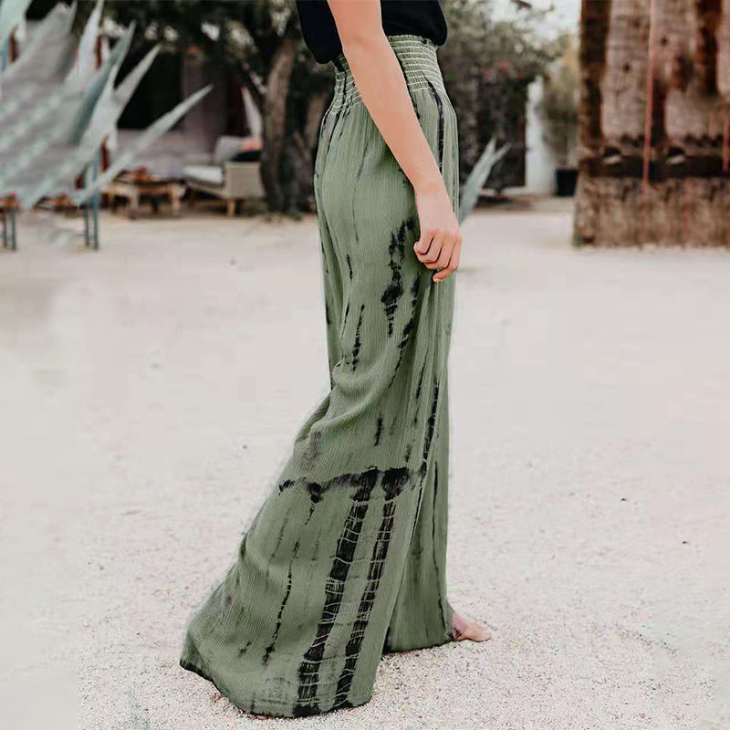 Elasticated High Waist Pocket Wide Leg Pants