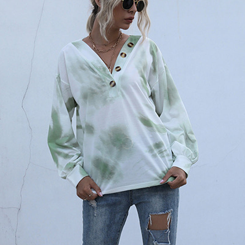 V-neck Tie-dye Sweatshirt