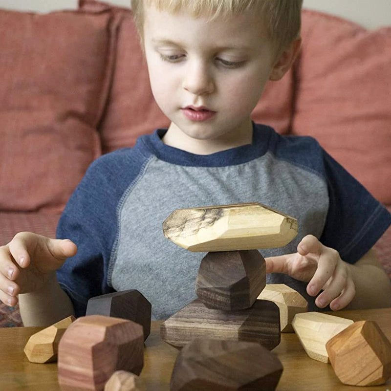 Wood Rock Set Balancing Blocks Toy