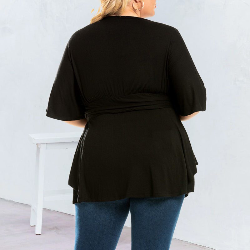 V-Neck Loose Solid Color Top