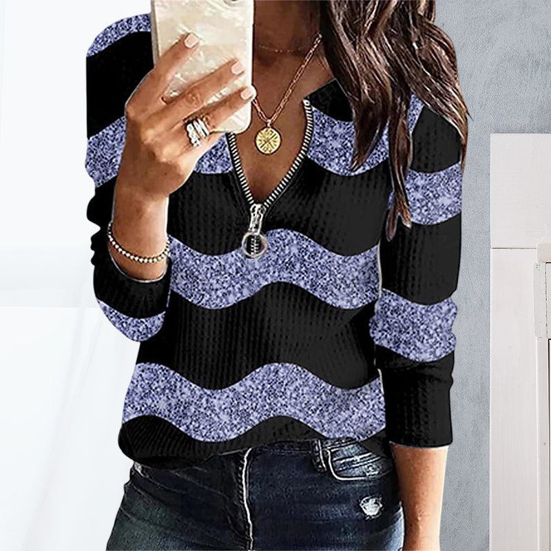 Geometric Abstract Print Zipped Sweatshirt
