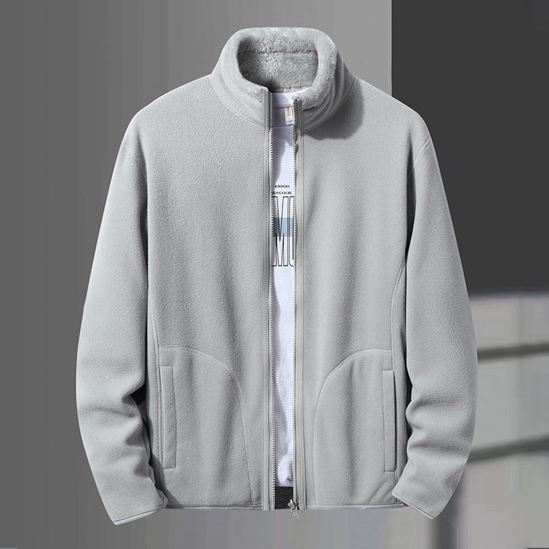 Fleece Stand Collar Reversible Sweatshirt