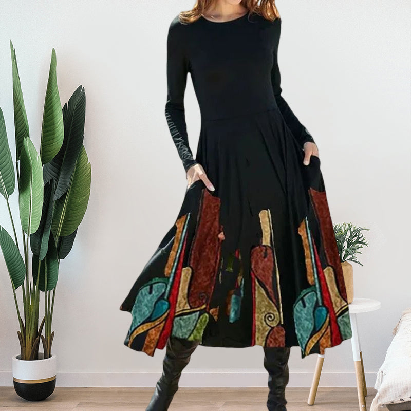 Long Sleeve Printed Dress