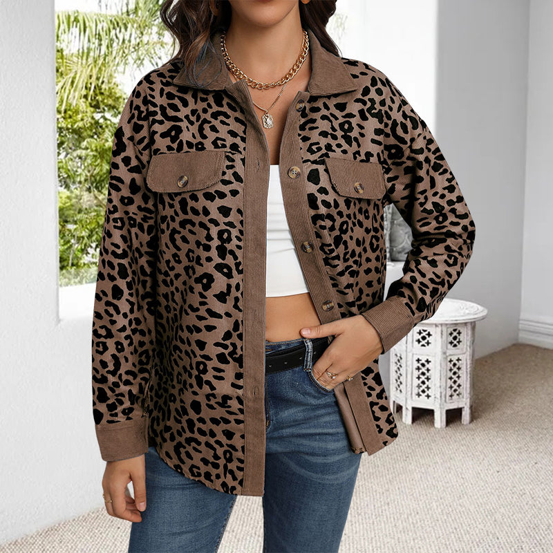 Corduroy Leopard Print Jacket